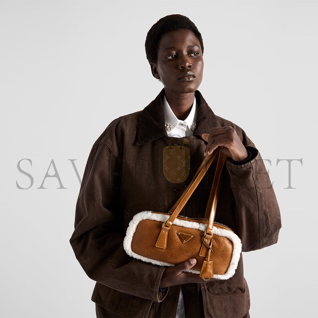 Pra*a medium shearling two-handle bag 1bb124 (27*12*6cm)